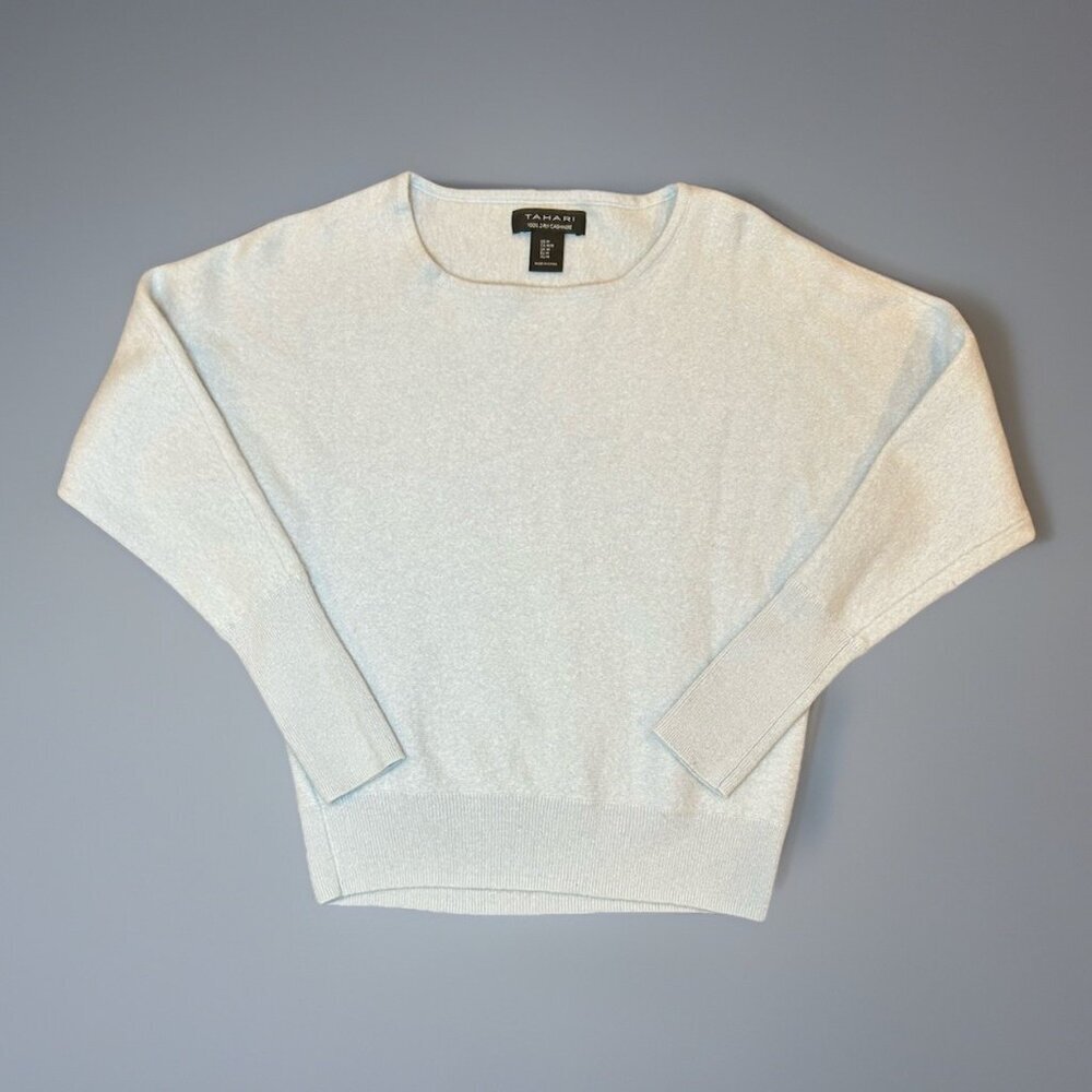 Tahari Light Gray Crew Neck Sweater